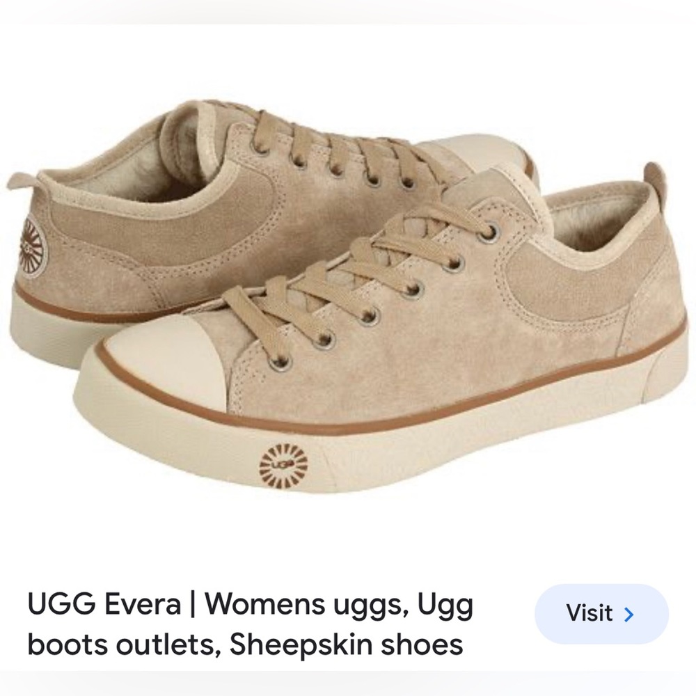 Sz 6.5 WOMENS UGG EVERA SHEEPSKIN SNEAKERS WINTER SPRING SHOES BEIGE COLOR